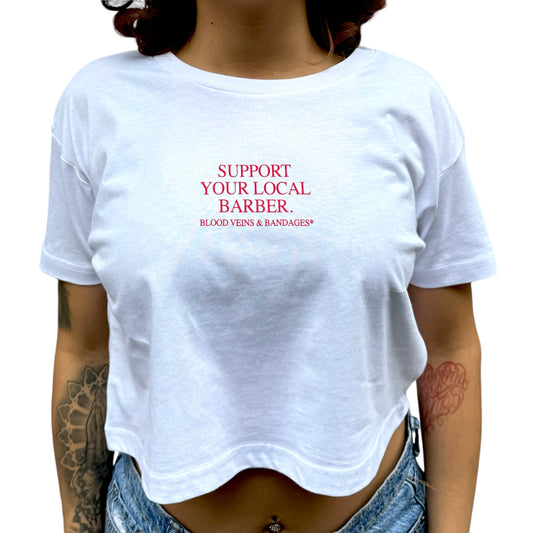 Support Your Local Barber II Crop Top - RED