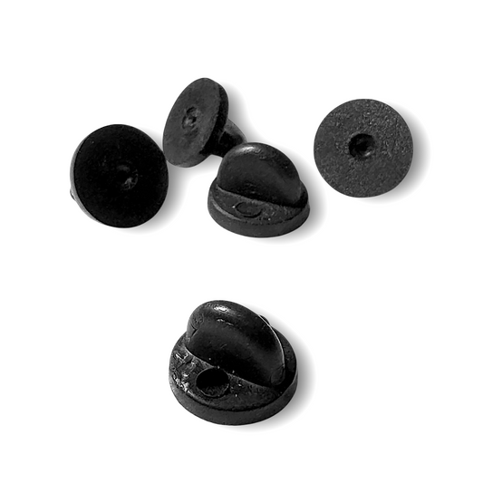 Black Pin Backs - Rubber Clutches