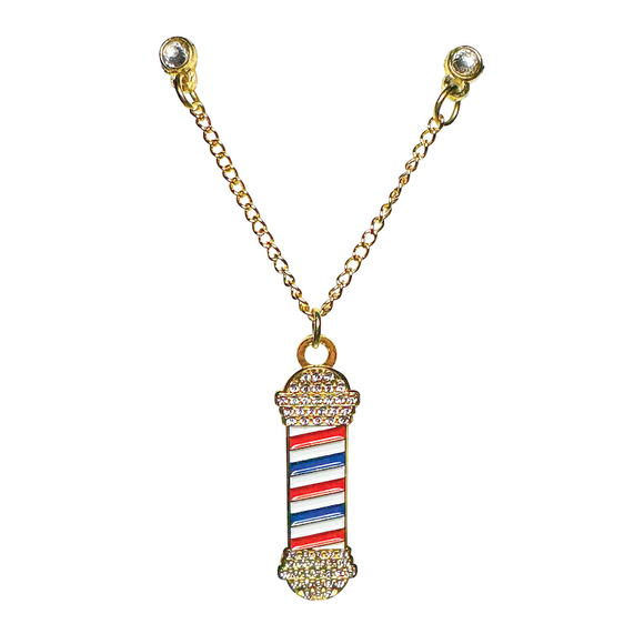 Icy Barber Pole - Gold Chain Pin (Red/White/Blue)