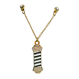 Icy Barber Pole - Gold Chain Pin (Black/White)