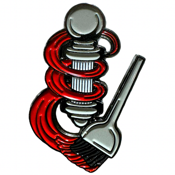 Color Pole Barber Pin - Red