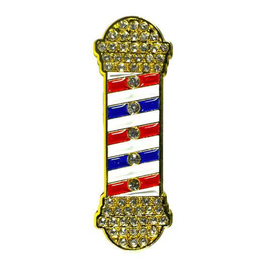 Icy Barber Pole Pin - Red White & Blue