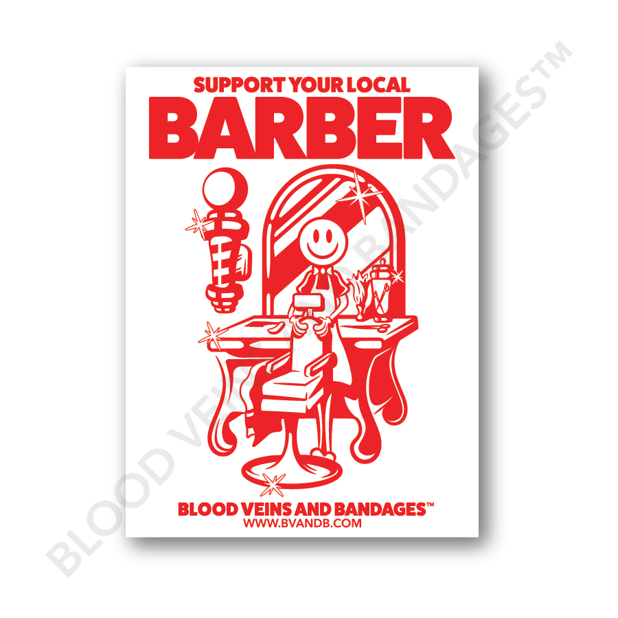 Support Your Local Barber Poster - 18in x 24in