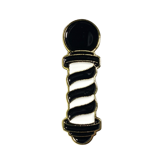 Barber's Pole Pin (Black/White/Gold)